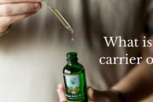 Person torso shown while holding a bottle of Argan oil holding a dropper pipette over the bottle with a single drop falling from pipette to bottle. What are carrier oils?